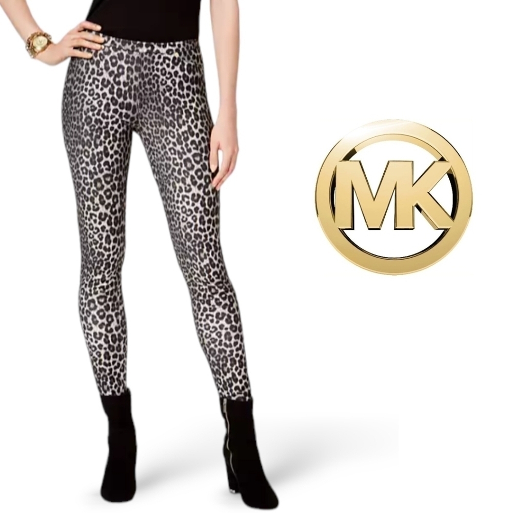 Michael Kors Leopard Print Stretch Leggings NWT XL Animal Print